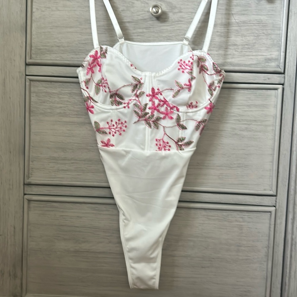 Bodysuit- Embroidered Pink